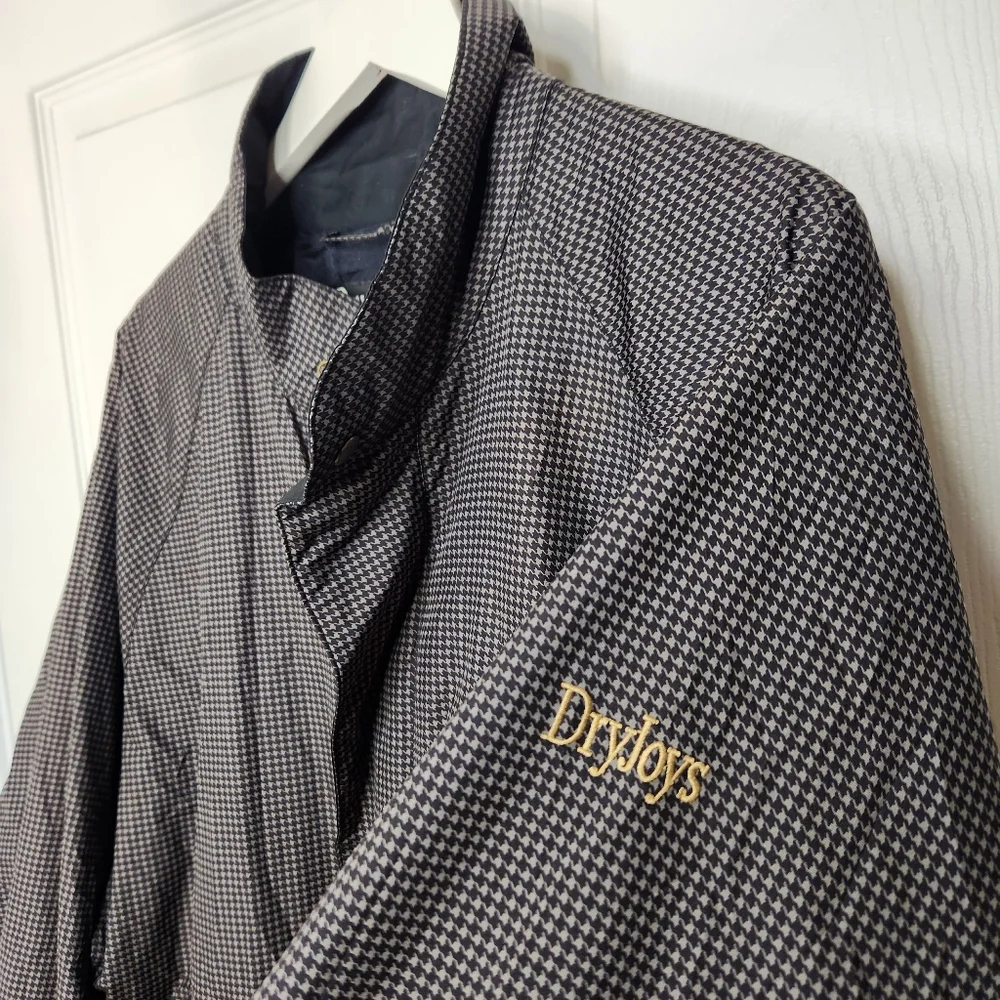 Men's DryJoys By FootJoy Houndstooth Black Beige Rain Golf Jacket Size Large - Picture 2 of 14